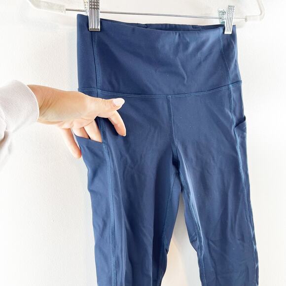 Lululemon Pace Rival High-Rise Crop Leggings 22" No Zip True Navy Blue 4 - Picture 6 of 11